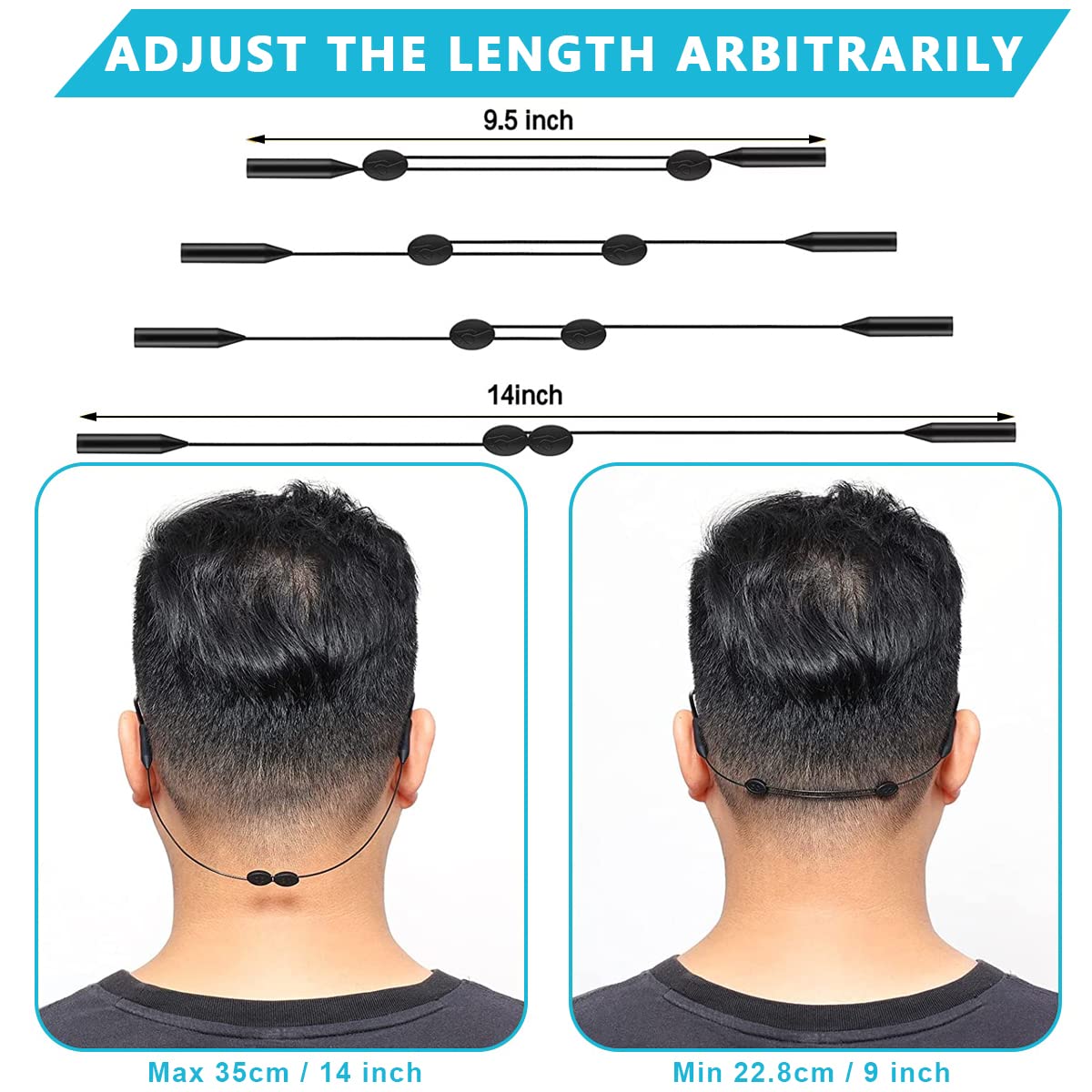 HASTHIP 3pcs Adjustable Eyeglasses Straps, Anti-Slip No Tail Glasses Strap Retainer, Sports Sunglasses Strap, Silicone Eyewear String Holder Chain for Women Men Boy Girl HASTHIP 3pcs Adjustable Eyeglasses Straps, Anti-Slip No Tail Glasses Strap Retainer, Sports Sunglasses Strap, Silicone Eyewear String Holder Chain for Women Men Boy Girl